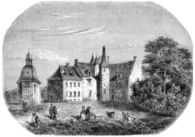 The Rock, Madame de Sevigne home in Brittany, vintage engraving. photo