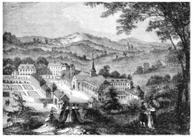 Port-Royal-des-Champs, after an engraving of the seventeenth century, vintage engraving. photo