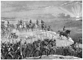 Battle of Austerlitz, vintage engraving. photo