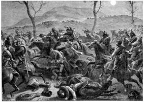 Battle of Eckmuhl, vintage engraving. photo