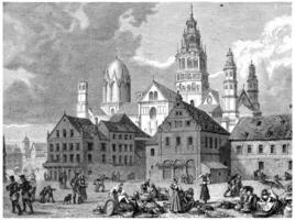 View of Mainz, vintage engraving. photo
