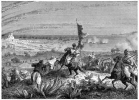 Battle of Staoueli, vintage engraving. photo
