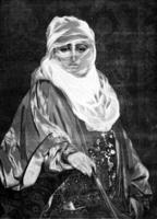 Morocco. A woman of the country, vintage engraving. photo