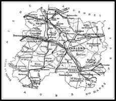 Map of the department of La Marne, vintage engraving. photo