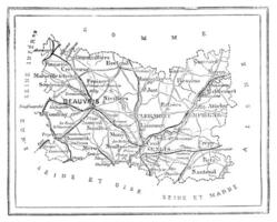 Map of the department of Oise, vintage engraving. photo