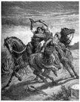 In Andalusia, blades damage the eye, vintage engraving. photo