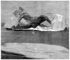 Ice-shaped arches in Smith Sound, vintage engraving. photo