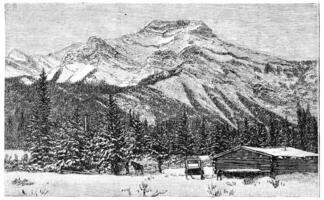 The Rocky Mountains, vintage engraving. photo