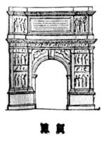 Arch of Trajan in Benevento, vintage engraving. photo