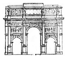 Arc du Carrousel, vintage engraving. photo