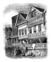 Old houses in Chester, vintage engraving. photo