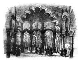 View inside the Cathedral of Cordoba, vintage engraving. photo