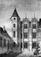 Hotel de Bourgtheroulde, in Rouen, on the Place de la Pucelle in Orleans, vintage engraving. photo