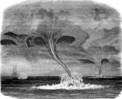 Waterspout, vintage engraving. photo