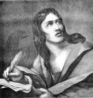 Saint John, by Caravaggio, vintage engraving. photo