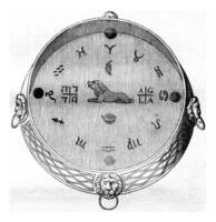 The horoscope of Wallenstein, preserved at the Imperial gallery of Vienna, vintage engraving. photo