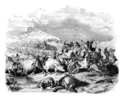 Defeat of Cimbrian, vintage engraving. photo