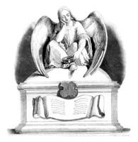 Sculpture, A Throne for the poor, vintage engraving. photo