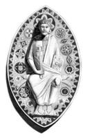 Drawing a medallion emaille the twelfth century, after the original monument, vintage engraving. photo
