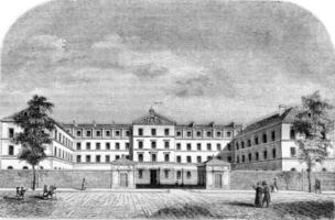 New buildings of the Royal Institution for Blind Youth, boulevard des Invalides, vintage engraving. photo
