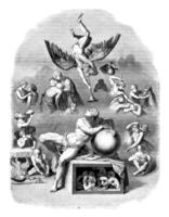 The dream of human life, vintage engraving. photo