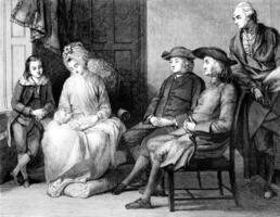 The Family of Benjamin West, vintage engraving. photo