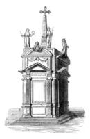 Pyramid that had been raised in 1595 on the site of the house of Jean Chatel, vintage engraving. photo