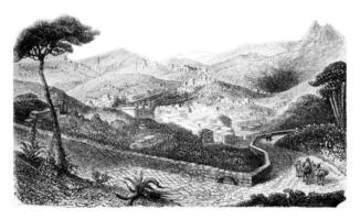 Rayas Mine, Gata Mine, mine Valencia, vintage engraving. photo