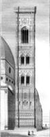 Campanile of Santa Maria del Fiore, Cathedral of Florence, vintage engraving. photo