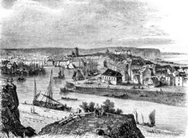 A view of Dieppe, vintage engraving. photo