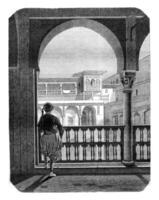 Inside view of the Casbah in Algiers, vintage engraving. photo