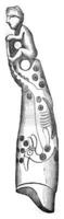 Horn carved by an Indian, vintage engraving. photo