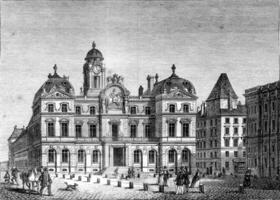 City Hall of Lyon, vintage engraving. photo