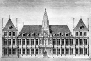 Town Hall of Reims, vintage engraving. photo