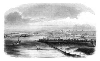 View of Saumur, department of Maine et Loire, vintage engraving. photo