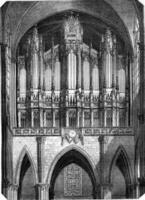 The organ of the church of Saint Denis, vintage engraving. photo