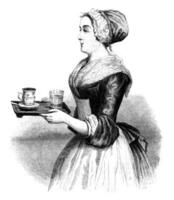 The Chocolatiere by Liotard, vintage engraving. photo
