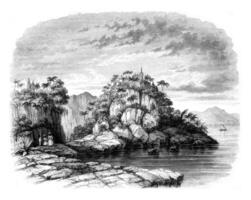 View of the convent of Our Lady of Good Voyage in the Bay of Rio de Janeiro, vintage engraving. photo
