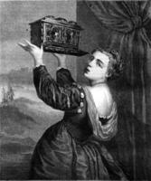 Cassette, after the painting of Titian, vintage engraving. photo