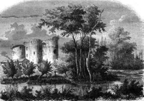 View from Castle Blanquefort, vintage engraving. photo