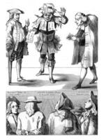 Caricature of the seventeenth century, vintage engraving. photo