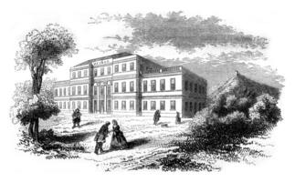 View of the hotel from Neubad, vintage engraving. photo