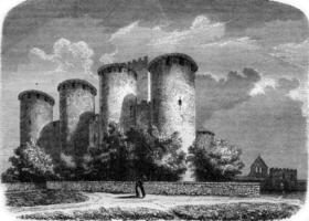 Castle Roquetaillade, Gironde, vintage engraving. photo