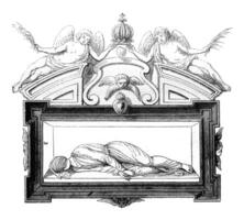 Sketch of the entire tomb, vintage engraving. photo