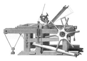 litográfico prensa, Clásico grabado. foto