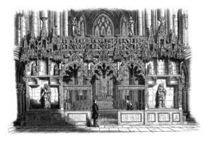 Rood loft of the church of Sainte-Madeleine, Troyes, vintage engraving. photo