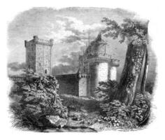 View of part of the castle Alencon, after a drawing of the eighteenth century, vintage engraving. photo