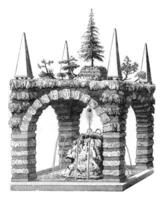 A rustic Fountain, after a draft Salomon de Caus, vintage engraving. photo