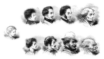 Influence of the morality or immorality of the physiognomy, vintage engraving. photo