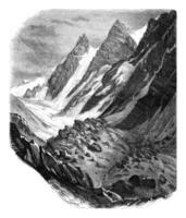 Glaciers Cerro da Tolosa, in the Cordillera of Chile, vintage engraving. photo